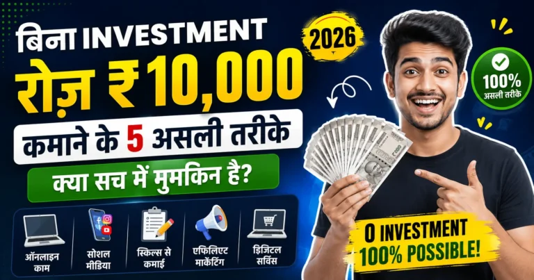 बिना Investment रोज़ ₹10,000 कमाने के 5 असली तरीके – क्या सच में मुमकिन है? (2026)