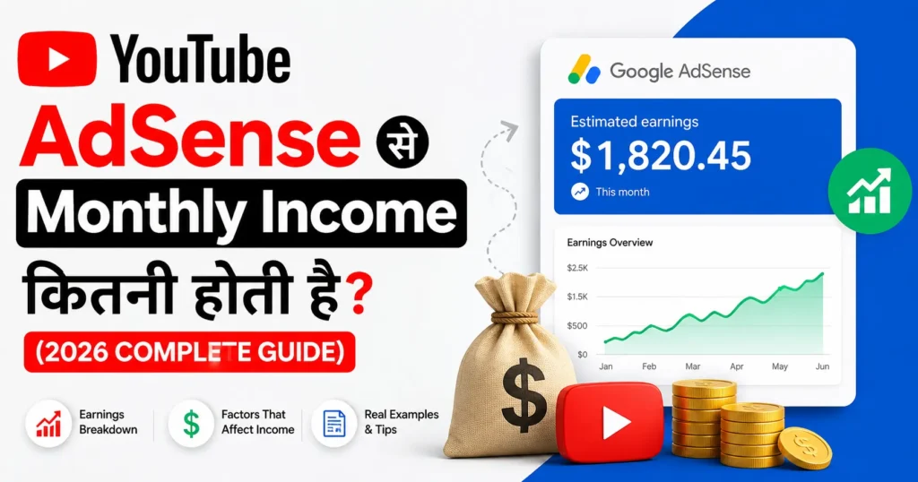 YouTube AdSense Se Monthly Income कितनी होती है? (2026 Complete Guide) 2 youtube-adsense-se-income