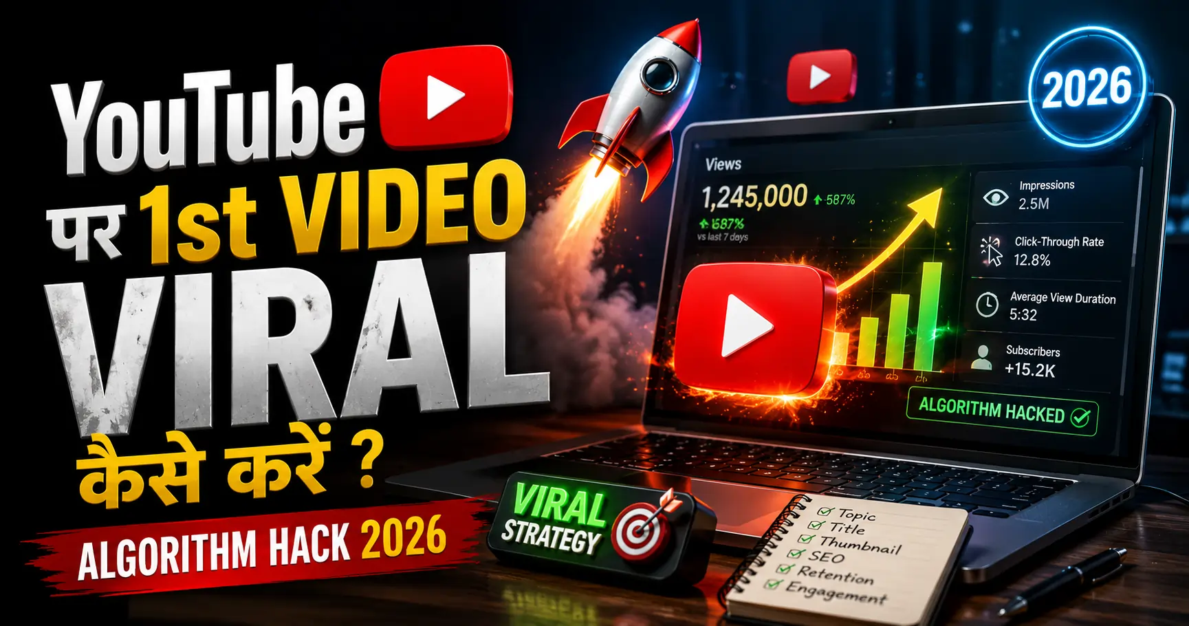 YouTube First Video Viral कैसे करें? First Video Algorithm Hack 2026 youtube-first-video-viral