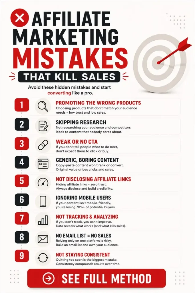 Read👇🏻Affiliate Marketing Mistakes That Secretly Kill Your Sales