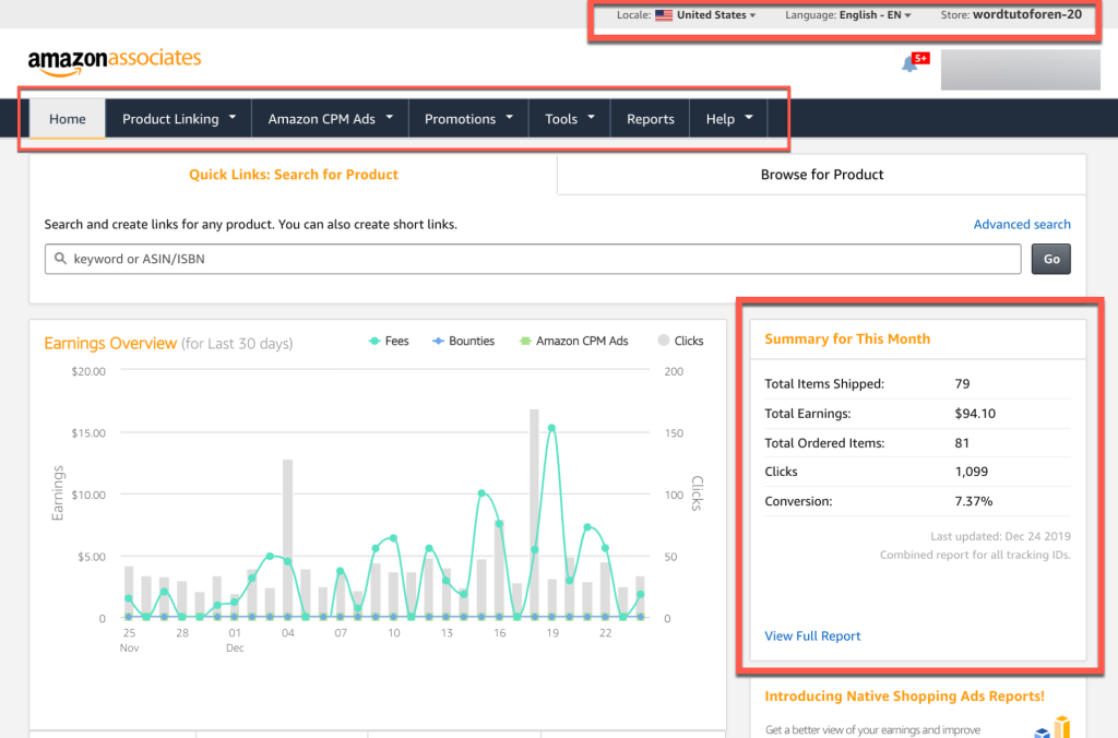 Amazon-associate-dashboard