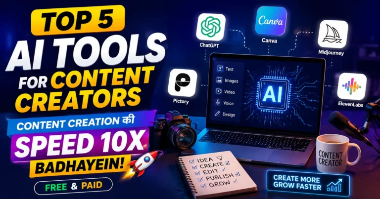 Top 5 Ai Tools for content Creators : Content Creation की Speed 10x Badhayein (Free & Paid)
