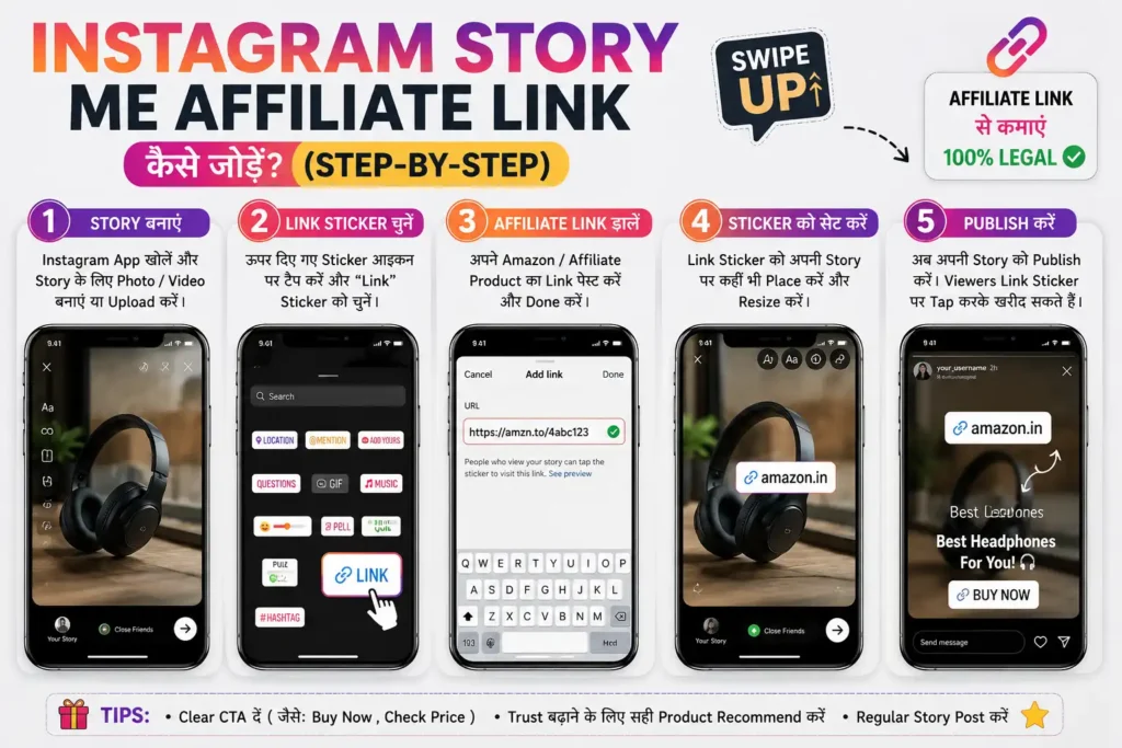 Instagram Affiliate Marketing कैसे करे? बिना Website/Blog के 100% Free तरीके से शुरू करें कमाई! 2 instagram-affiliate-marketing-link-kese-lagaye-storyy-me